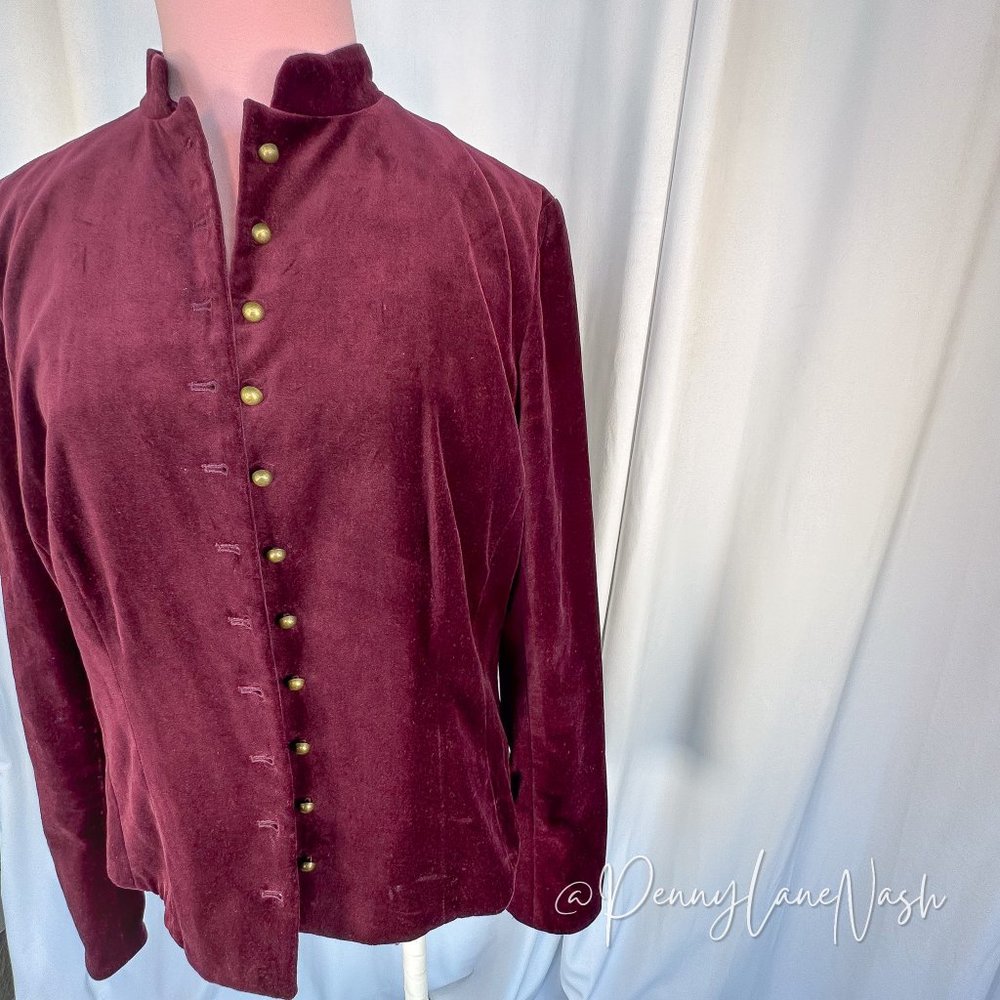 American Living Faux Suede Pearl Button Jacket Wine Vintage - Picture 2 of 10